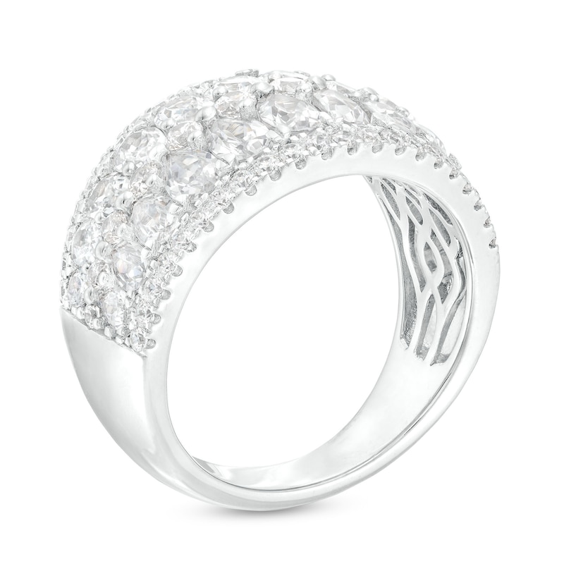 3 CT. T.W. Certified Pear-Shaped and Round Lab-Created Diamond Multi-Row Anniversary Band in 14K White Gold (F/VS2)