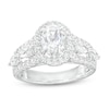Thumbnail Image 1 of 2-1/2 CT. T.W. Certified Oval Lab-Grown Diamond Frame Triple Row Engagement Ring in 14K White Gold (F/VS2)
