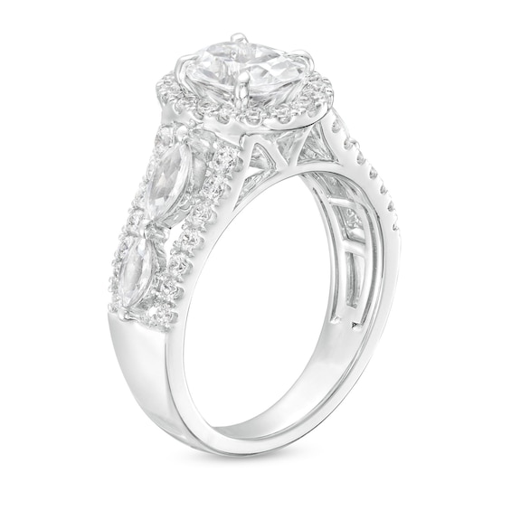 2-1/2 CT. T.w. Certified Oval Lab-Grown Diamond Frame Triple Row Engagement Ring in 14K White Gold (F/Vs2)