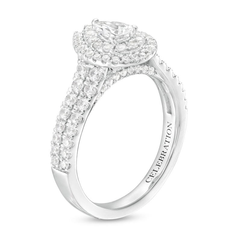 Celebration Infinite™ 1-1/5 CT. T.W. Certified Pear-Shaped Diamond Frame Engagement Ring in 14K White Gold (I/SI2)