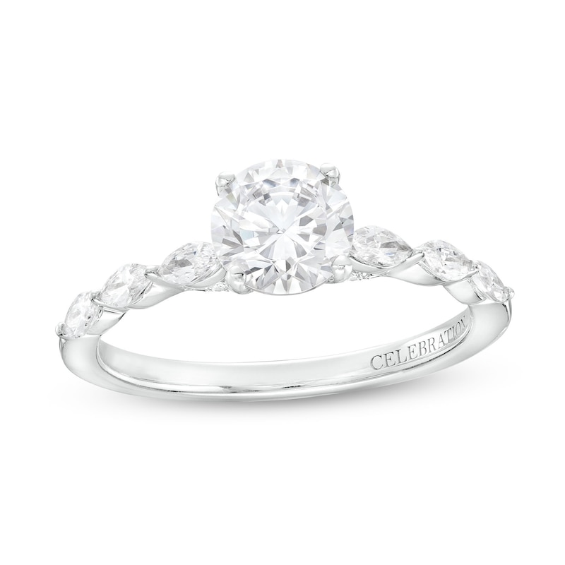 Main Image 1 of Celebration Infinite™ 1-3/4 CT. T.W. Certified Diamond Scallop Shank Engagement Ring in 14K White Gold (I/SI2)