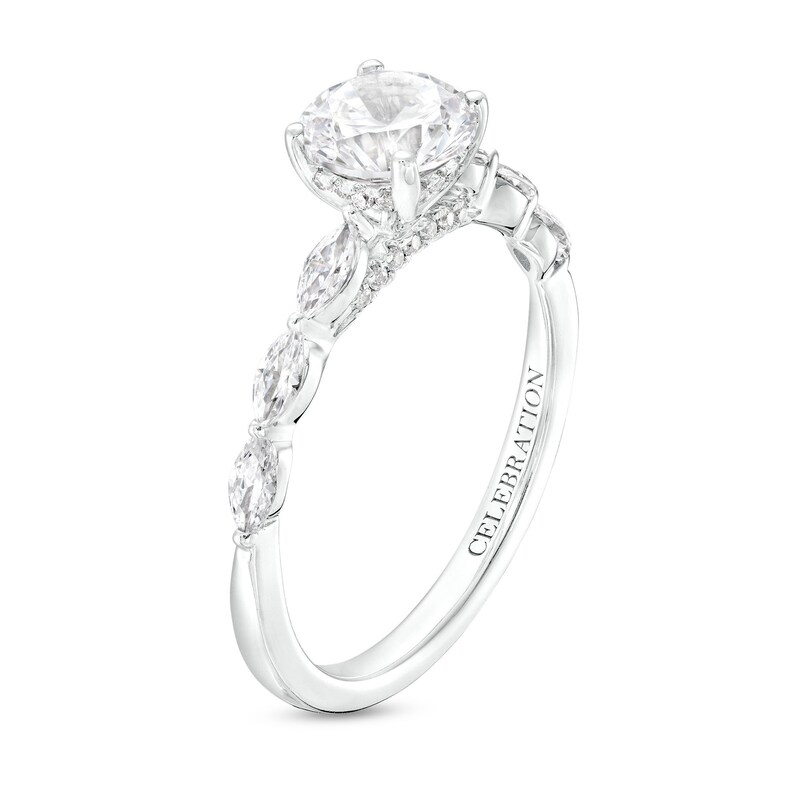 Main Image 3 of Celebration Infinite™ 1-3/4 CT. T.W. Certified Diamond Scallop Shank Engagement Ring in 14K White Gold (I/SI2)