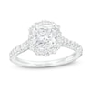 Thumbnail Image 1 of Celebration Infinite™ 2-1/4 CT. T.W. Certified Cushion-Cut Diamond Frame Engagement Ring in 14K White Gold (I/SI2)