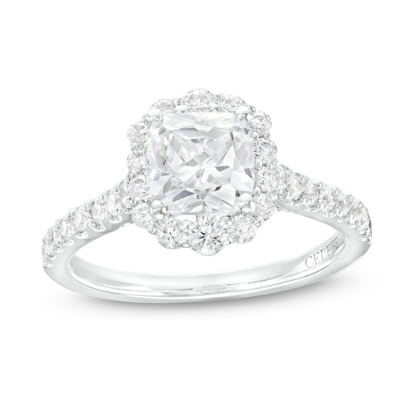 Main Image 1 of Celebration Infinite™ 2-1/4 CT. T.W. Certified Cushion-Cut Diamond Frame Engagement Ring in 14K White Gold (I/SI2)