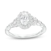 Thumbnail Image 1 of Celebration Infinite™ 1-1/2 CT. T.W. Certified Oval Diamond Frame Split Shank Engagement Ring in 14K White Gold (I/SI2)