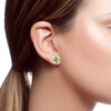 Thumbnail Image 2 of 6.0mm Cushion-Shaped Peridot and 1/6 CT. T.W. Diamond Frame Stud Earrings in 14K White Gold