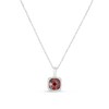 Thumbnail Image 1 of 7.0mm Cushion-Shaped Garnet and 1/15 CT. T.W. Diamond Frame Drop Pendant in 14K White Gold