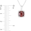 Thumbnail Image 3 of 7.0mm Cushion-Shaped Garnet and 1/15 CT. T.W. Diamond Frame Drop Pendant in 14K White Gold