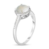 Thumbnail Image 3 of 7.0mm Cabochon Opal and 1/8 CT. T.W. Diamond Frame Ring in 14K White Gold - Size 7
