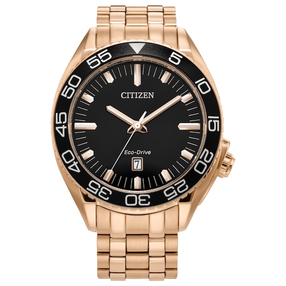 Menâs Citizen Eco-DriveÂ® Sport Luxury Rose-Tone IP Watch with Black Dial (Model: Aw1773-55E)