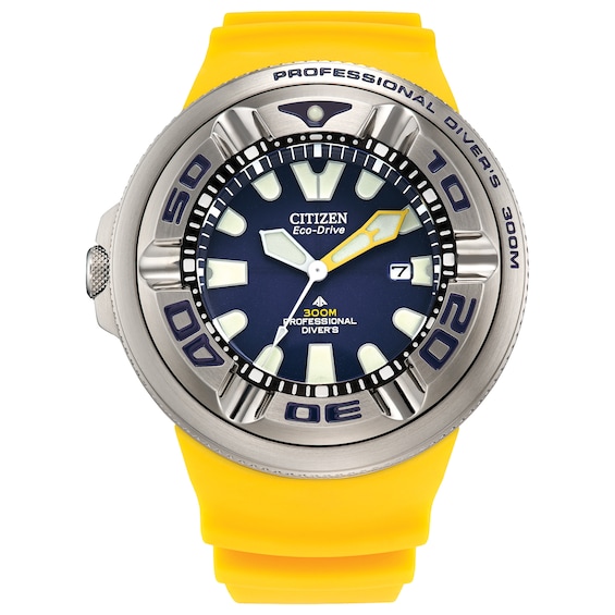 Gewoon doen jogger als Zales Menâ€™s Citizen Eco-DriveÂ® Promaster Sea Yellow Strap Watch with  Blue Dial (Model: Bj8058-06L) | Connecticut Post Mall