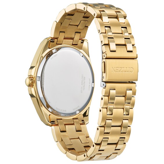 Menâs Citizen Eco-DriveÂ® Classic Gold-Tone IP Watch with Blue Dial (Model: Bm7532-54L)