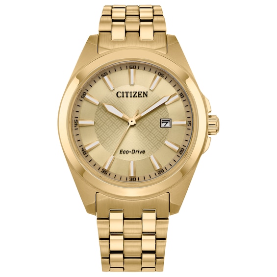 Menâs Citizen Eco-DriveÂ® Classic Gold-Tone IP Watch with Champagne Dial (Model: Bm7532-54P)