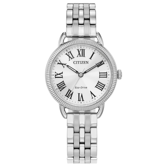 Ladiesâ Citizen Eco-DriveÂ® Classic Watch with Silver-Tone Dial (Model: Em1050-56A)