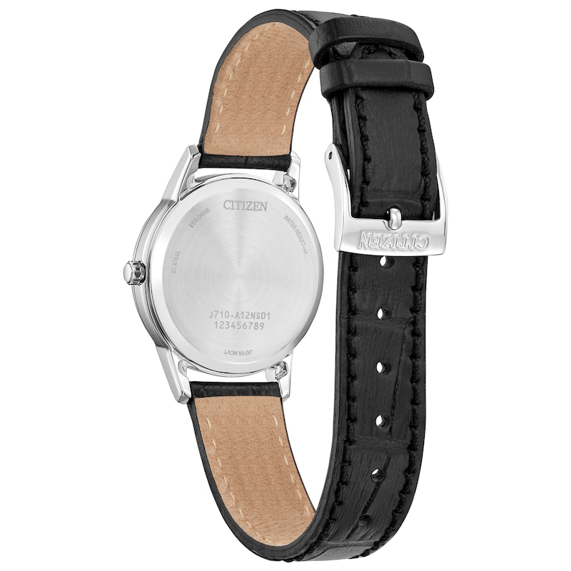 Main Image 2 of Ladies’ Citizen Eco-Drive® Classic Black Leather Strap Watch with Blue Dial (Model: FE1087-01L)