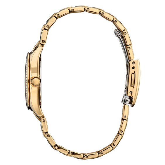 Ladies’ Citizen Eco-Drive® Crystal Accent Gold-Tone IP Watch with Champagne Dial (Model: Fe1147-79P)