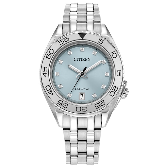 Ladiesâ Citizen Eco-DriveÂ® Sport Luxury Diamond Accent Watch with Light Blue Dial (Model: Fe6161-54L)