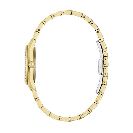 Ladies' Bulova Crystal Accent Gold-Tone IP Watch with Mother-of-Pearl Dial (Model: 98L306)