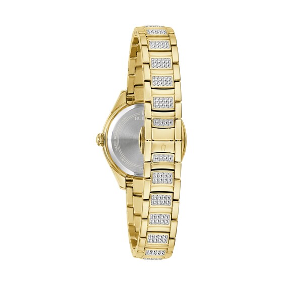 Ladies' Bulova Crystal Accent Gold-Tone IP Watch with Mother-of-Pearl Dial (Model: 98L306)