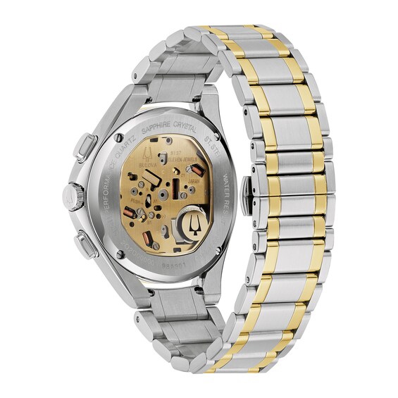Men's Bulova Curv Two-Tone IP Chronograph Watch with Black Dial (Model: 98A301)