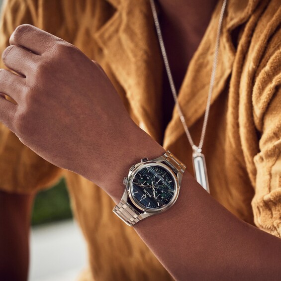 Men's Bulova Curv Chronograph Watch with Green Dial (Model: 96A297)