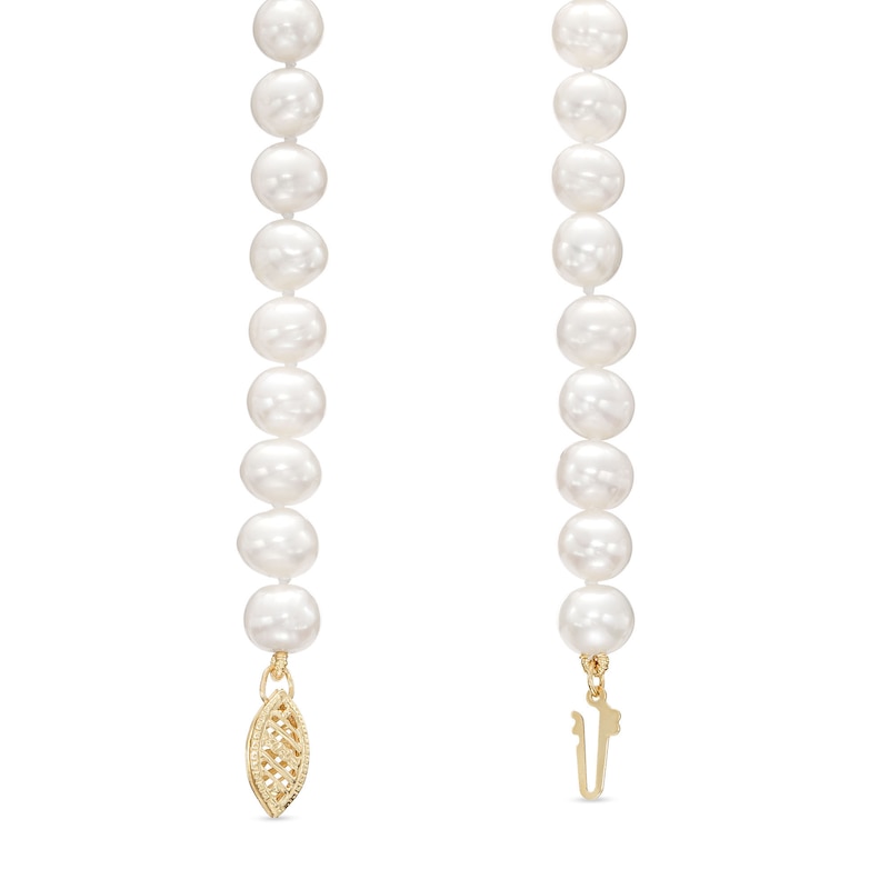 Essentials 6.0-8.0mm Cultured Freshwater Pearl Stud Earrings, Bracelet and Necklace Set with 10K Gold Filigree Clasp
