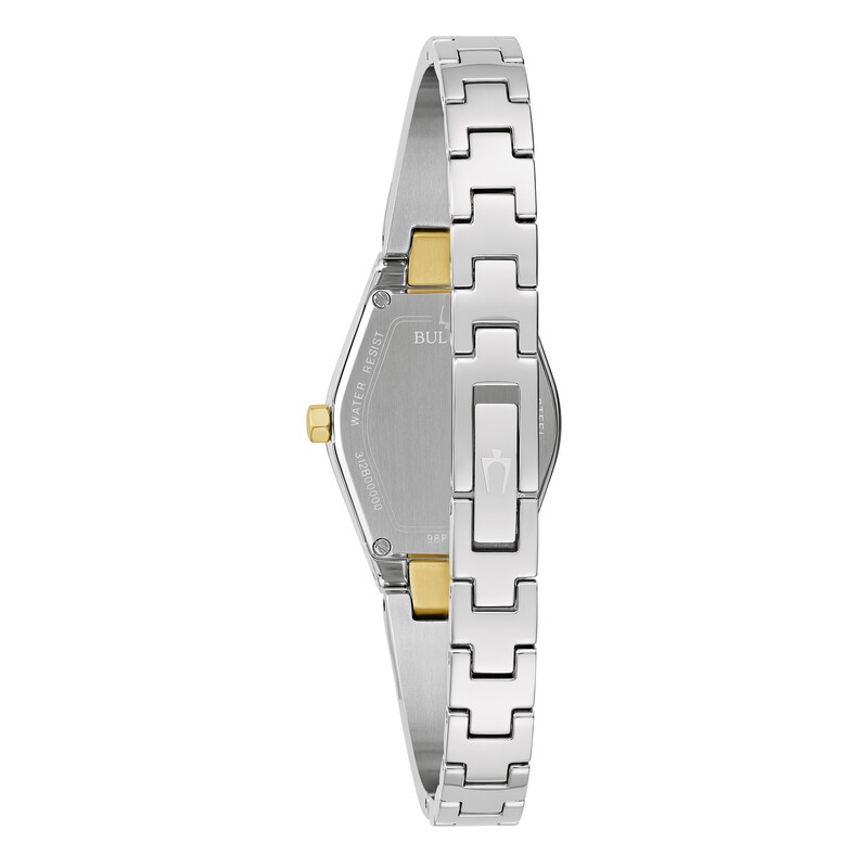 Main Image 2 of Ladies' Bulova Gemini Diamond Accent Two-Tone IP Bangle Watch with Tonneau Blue Dial (Model: 98P218)