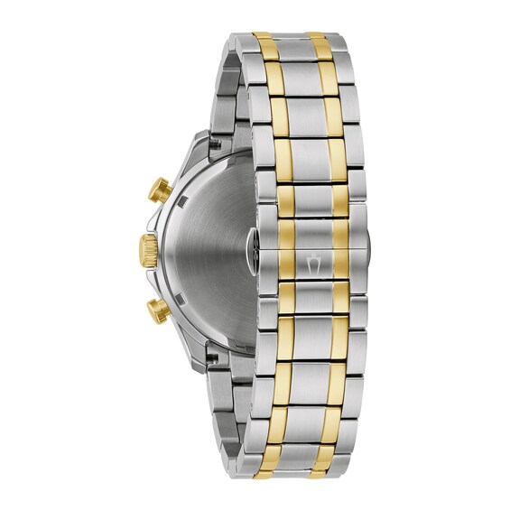 Men's Bulova Classic Diamond Accent Two-Tone IP Chronograph Watch with Black Dial (Model: 98D178)