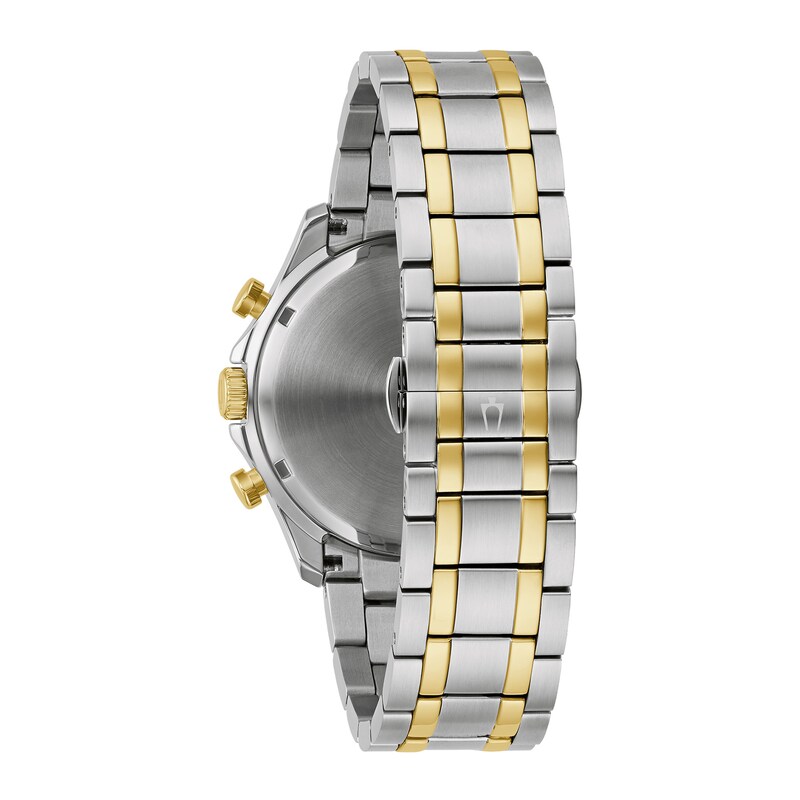 Main Image 3 of Men's Bulova Classic Diamond Accent Two-Tone IP Chronograph Watch with Black Dial (Model: 98D178)