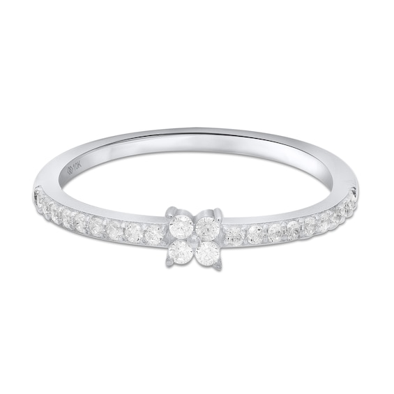 1/5 CT. T.w. Diamond Quartet Flower Ring in 10K White Gold - Size 7