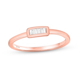1/15 CT. T.W. Baguette Diamond Six Stone Bar Ring in 10K Rose Gold - Size 7