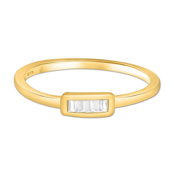 1/15 CT. T.w. Baguette Diamond Six Stone Bar Ring in 10K Gold - Size 7