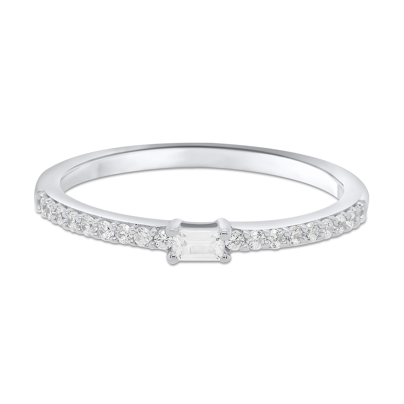 Main Image 2 of 1/5 CT. T.W. Baguette and Round Diamond Ring in 10K White Gold - Size 7