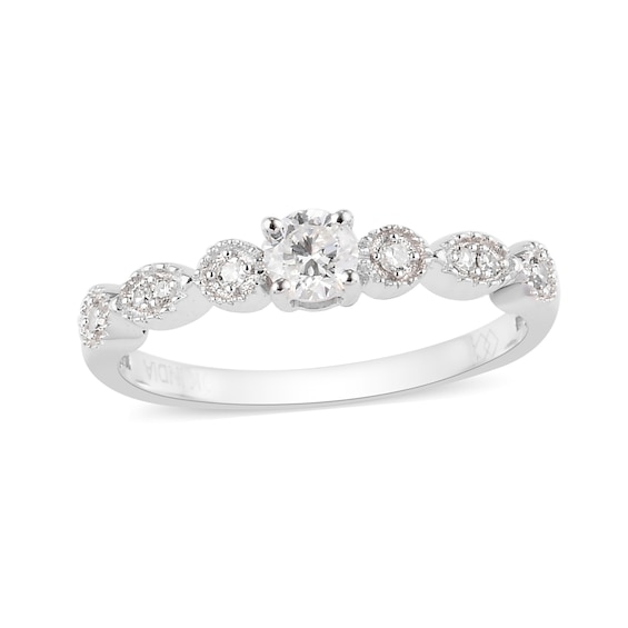1/3 CT. T.w. Diamond Art Deco-Inspired Vintage-Style Ring in 10K White Gold - Size 7