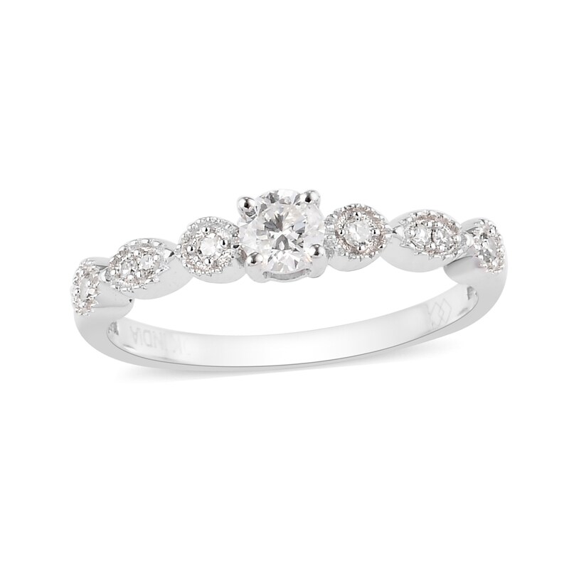 Main Image 1 of 1/3 CT. T.W. Diamond Art Deco-Inspired Vintage-Style Ring in 10K White Gold - Size 7