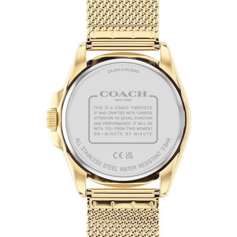 Men's Coach Greyson GoldTone IP Mesh Watch with Black Dial (Model 14602618) Zales