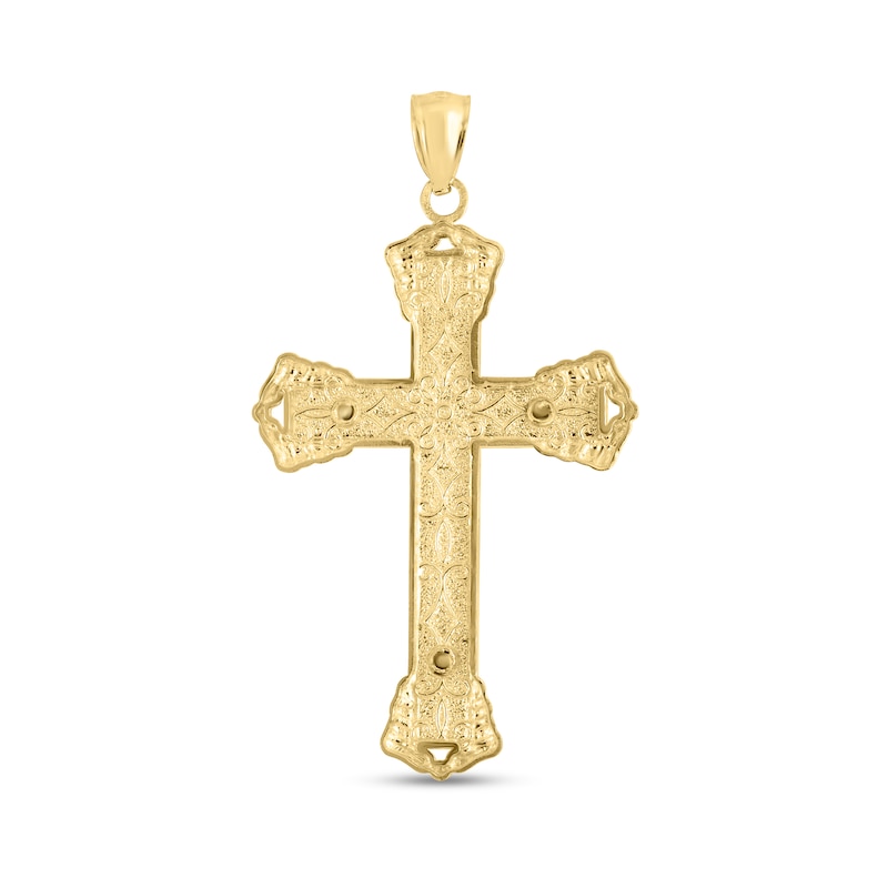 Main Image 2 of Men's Multi-Finish Flared Crucifix Necklace Charm in 14K Gold and Black Rhodium