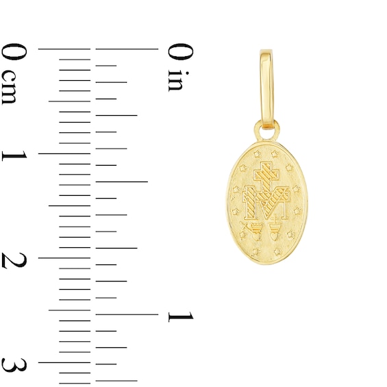 Multi-Finish Miraculous Medal Oval Necklace Charm in 14K Gold