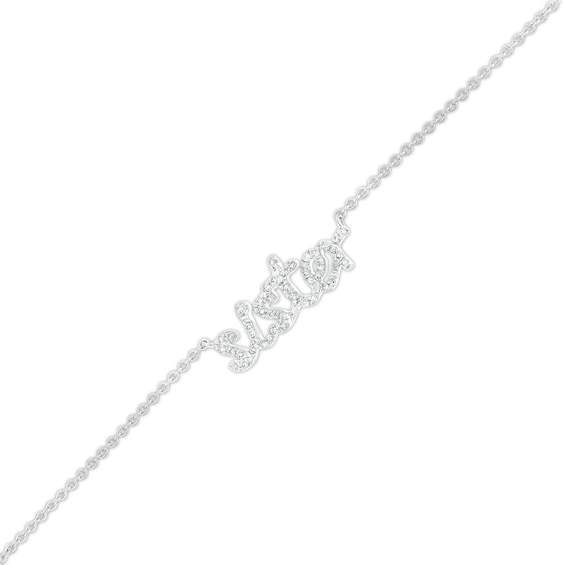 Love Talks 1/8 CT. T.w. Diamond "Sister" Script Bracelet in 10K White Gold - 7.5"