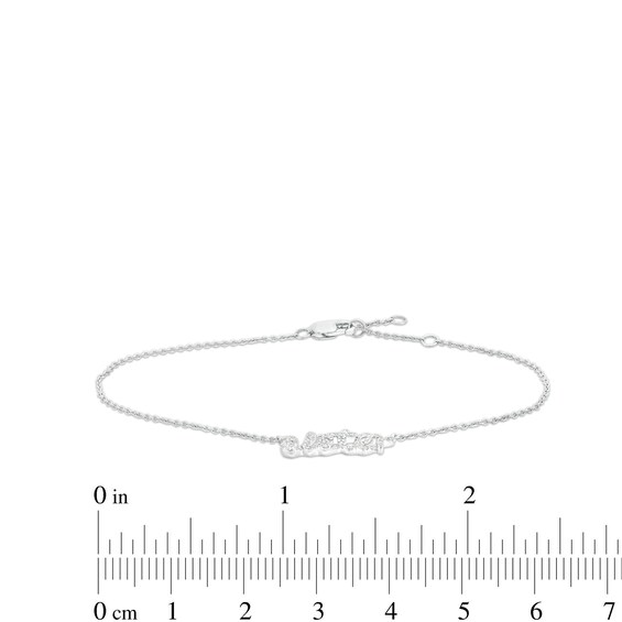 Love Talks 1/8 CT. T.w. Diamond "Sister" Script Bracelet in 10K White Gold - 7.5"