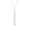 Thumbnail Image 1 of Love Talks 1/6 CT. T.W. Diamond "LOVE" Vertical Drop Pendant in 10K White Gold