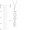 Thumbnail Image 3 of Love Talks 1/6 CT. T.W. Diamond "LOVE" Vertical Drop Pendant in 10K White Gold