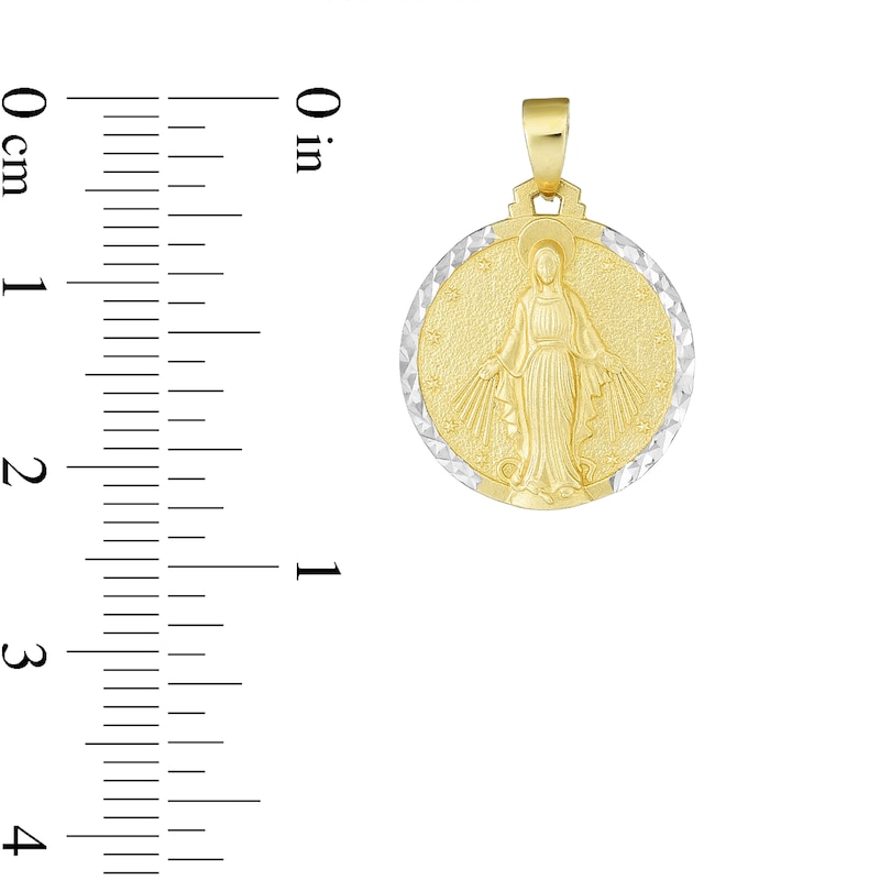 Diamond-Cut Virgin Mary Medallion Necklace Charm in 14K Two-Tone Gold