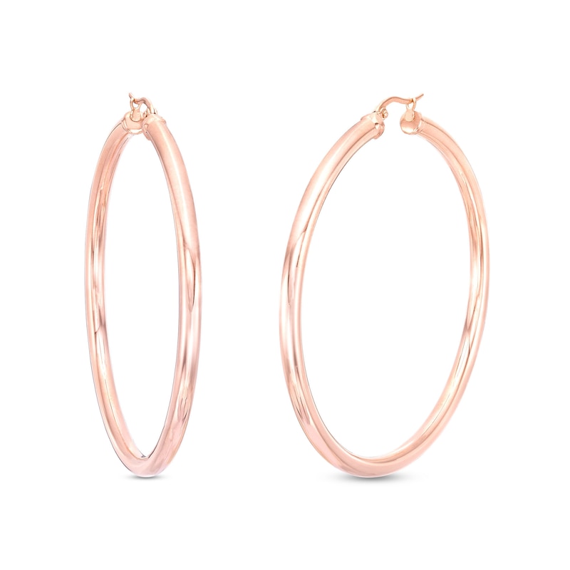 60.0mm Hoop Earrings in Stainless Steel with Rose Ion-Plate
