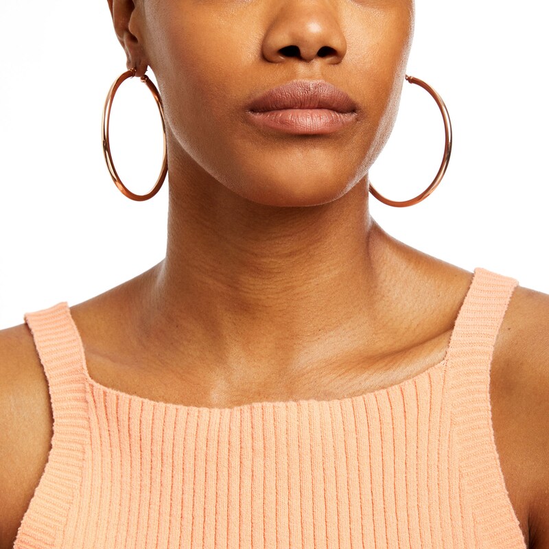 60.0mm Hoop Earrings in Stainless Steel with Rose Ion-Plate