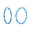 Thumbnail Image 0 of 40.0mm Hoop Earrings in Stainless Steel with Blue Ion-Plate