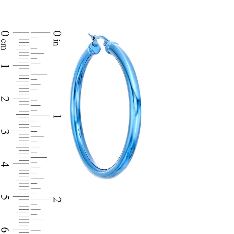 40.0mm Hoop Earrings in Stainless Steel with Blue Ion-Plate