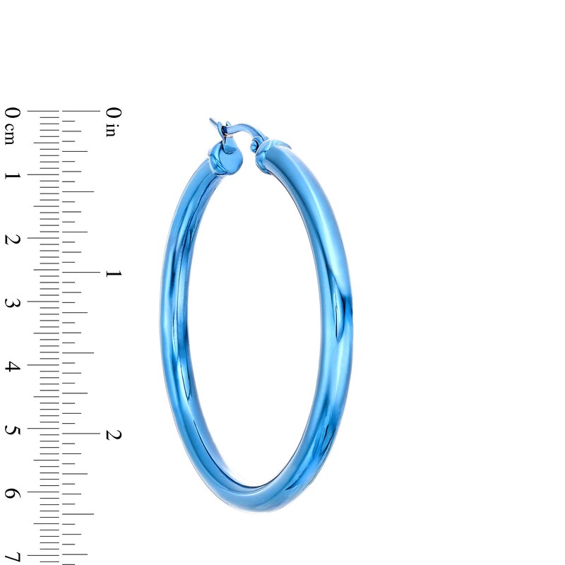 50.0mm Hoop Earrings in Stainless Steel with Blue Ion-Plate