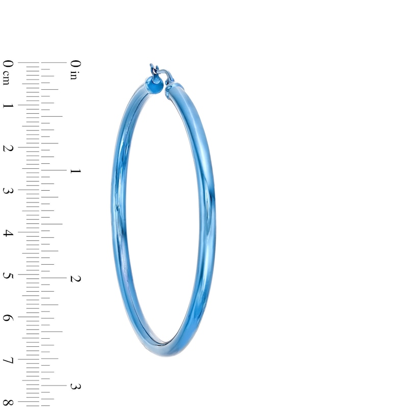 60.0mm Hoop Earrings in Stainless Steel with Blue Ion-Plate