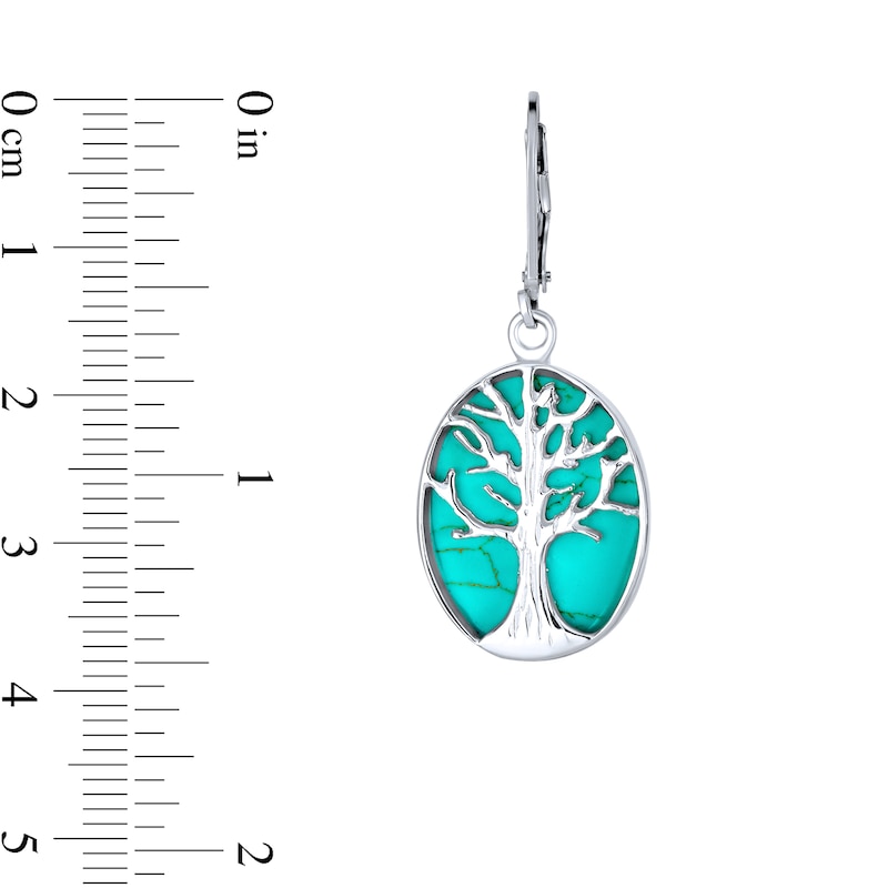 Sterling Silver Turquoise Tree Of Life Dangle Earrings Sterling Silver Turquoise Tree Of Life Dangle Earrings